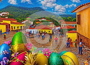 Easter Holiday Scene in Guacara,Carabobo,Venezuela.