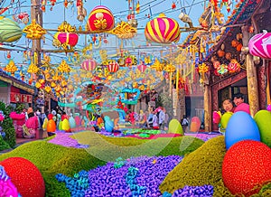 Easter Holiday Scene in Guyuan,Ningxia,China.