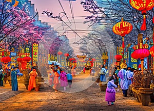 Easter Holiday Scene in Handan,Hebei,China.