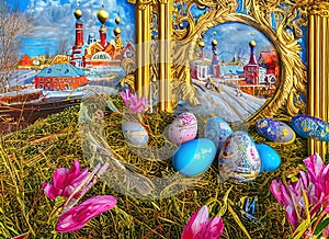 Easter Holiday Scene in Petrozavodsk,Kareliya,Russia.