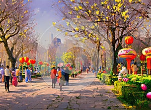 Easter Holiday Scene in Pingdingshan,Henan,China.