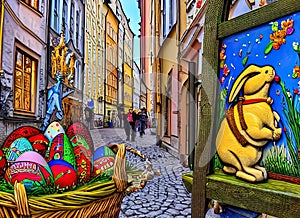 Easter Holiday Scene in Poznan,Wielkopolskie,Poland.