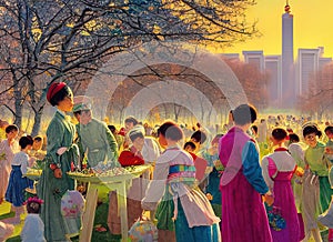 Easter Holiday Scene in Pyongyang,P’y?ngyang,North Korea.