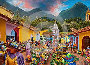 Easter Holiday Scene in Santo Domingo de los Colorados,Santo Domingo de los Tsáchilas,Ecuador.