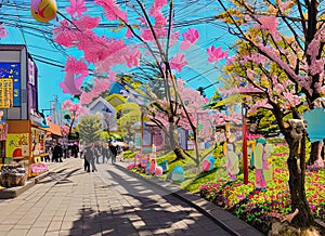 Easter Holiday Scene in Takasaki,Gunma,Japan.