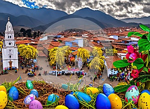 Easter Holiday Scene in Tunja,BoyacÃ¡,Colombia. photo
