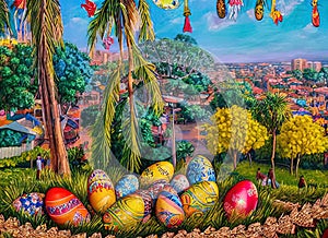 Easter Holiday Scene in Uberaba,Minas Gerais,Brazil. photo