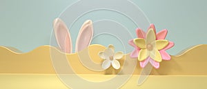 Easter holiday theme with decorations and rabbit ears