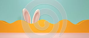 Easter holiday theme with rabbit ears and pastel colors