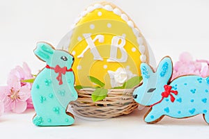 Easter holiday. Traditional orthodox christian easter. Easter gingerbread with an orthodox symbol XB