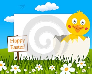 Easter Horizontal Frame - Chick in Eggshell