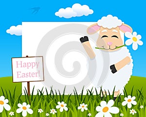 Easter Horizontal Frame - Lamb with Flower