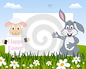 Easter Horizontal Frame - Lamb and Rabbit