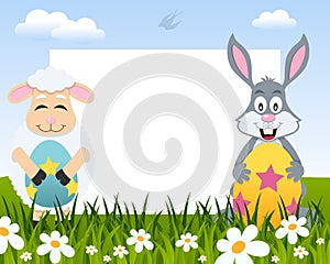 Easter Horizontal Frame - Lamb & Rabbit