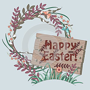Easter illustration in cartoon style, kawaii color. Symbols of Catholic Easter, spring holiday. Flat design for creating