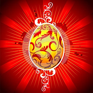 Easter illustration with yellow painted egg