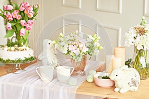 Easter interior, table decorated