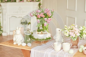 Easter interior, table decorated photo