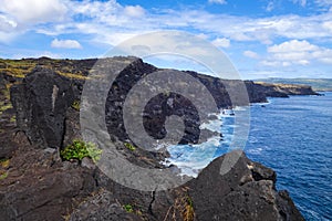 Easter island cliffs and pacific ocean landscape