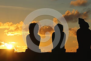 Easter Island Heads at sunset