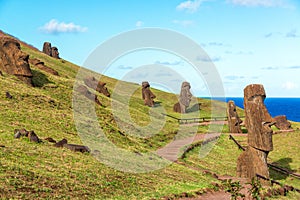 Easter Island Moai at Rano Raraku photo