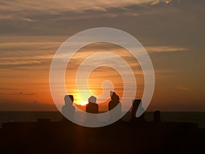 Easter Island Moai Silhouette Sunset