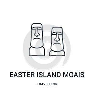 easter island moais icon vector from travelling collection. Thin line easter island moais outline icon vector illustration. Linear