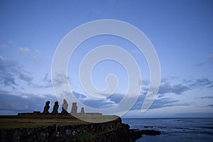 Easter Island, Moais Tahai Archaeological Complex, Rapa Nui National Park, Chile