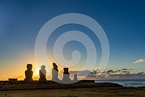 Easter Island, Moais Tahai Archaeological Complex, Rapa Nui National Park, Chile