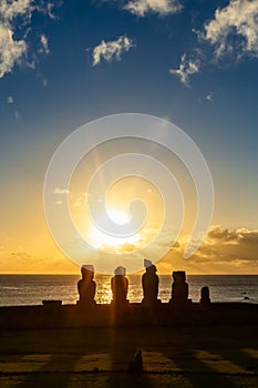 Easter Island, Moais Tahai Archaeological Complex, Rapa Nui National Park, Chile