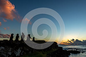 Easter Island, Moais Tahai Archaeological Complex, Rapa Nui National Park, Chile