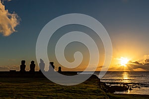 Easter Island, Moais Tahai Archaeological Complex, Rapa Nui National Park, Chile