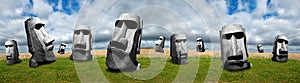 Easter Island Statues, Abstract Panoramic or Panorama Banner photo