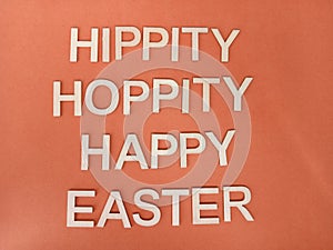 Happy Easter sign on an orange background