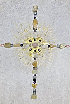 Easter, Jesus Christ cross, crystals sun gold light rays