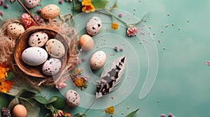 Easter Joy: Whimsical Flower & Quail Egg Compositio