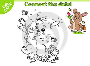 Easter kids game Connect the dots and draw rabbit