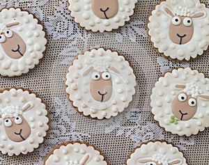 Easter lambs on the background boards