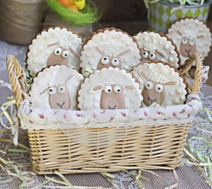 Easter lambs on the background boards