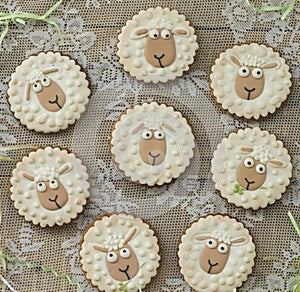 Easter lambs on the background boards