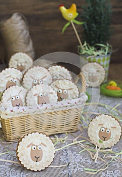 Easter lambs on the background boards