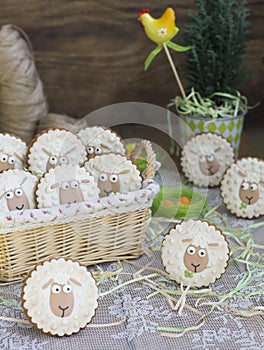 Easter lambs on the background boards