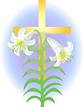 Pascua de resurrección lirio a cruz  un rectángulo que delimita el área imprimible 