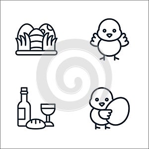Easter line icons. linear set. quality vector line set such as chick, last supper, chick