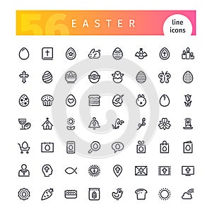 Easter Line Icons Set