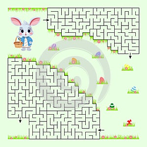 Easter maze game. The bunny collects Easter eggs