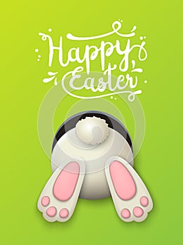 Easter motive, bunny bottom on green background, illustration