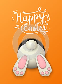 Easter motive, bunny bottom on orange background, illustration