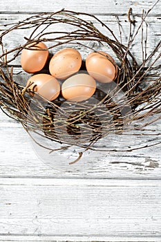 Easter nest, Easter eggs and twigs