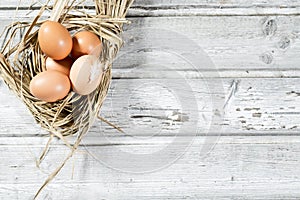 Easter nest, eggs in straw